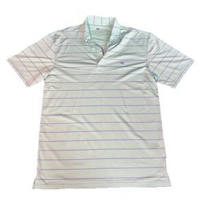 Onward Reserve Polo Shirt Men’s M Green Purple Performance Striped Stretch